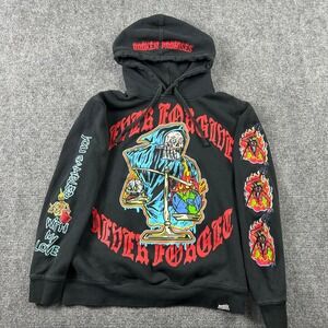 Broken Promises Hoodie Mens Small Black Never Forgive Graphic Streetwear Emo